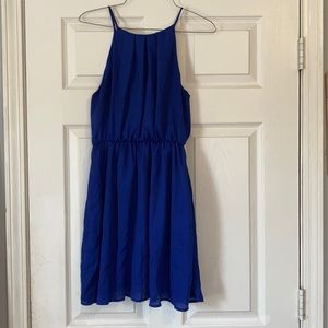 Pink owl solid royal blue boutique dress flowing